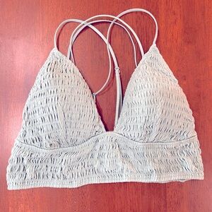 PINK Victoria’s Secret Smocked Triangle Bralette Sage Sz L Pullover Bralette